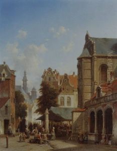 Market Day by Jacques Francois Carabain
