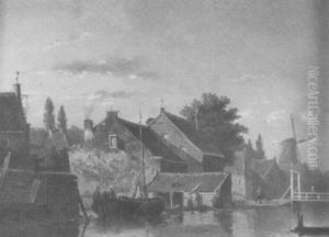Kleines Dorf Mit Backsteinhausern Am Flus