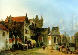 Figures By An Old City Gate