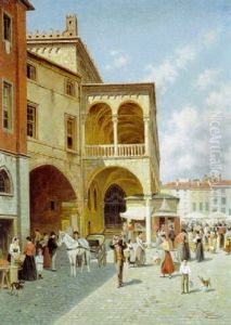 Une Vue Du Marche A Padova, Italie by Jacques Francois Carabain