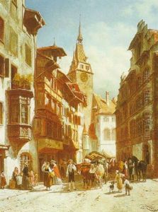 A Street Scene In Zug, Switzerland A Street Scene In Zug, Switzerland