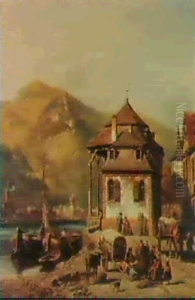 St. Goar On The Rhine, With St. Goarhausen And Katz Castle  Beyond - view 1