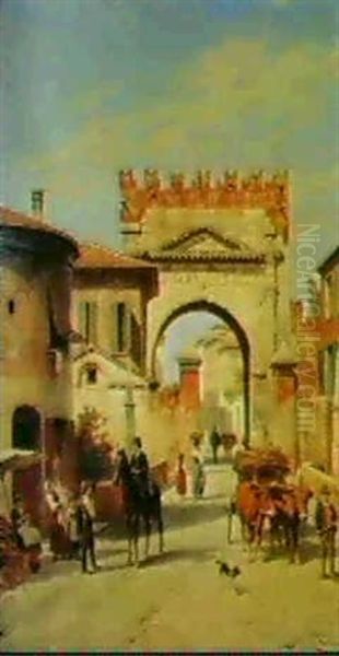 A Busy Street Scene In Italy - view 1