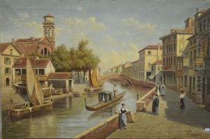 Vue De Venise Animee by Victor Carabain