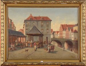 Place Du Marche Animee by Victor Carabain