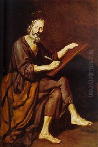 Saint Mark Seated With A Tablet And Accompanied By His Lion