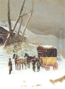 Rast Der Postkutsche by Ottorino Caracciolo