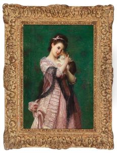 Junge Dame Mit Katzchen by Joseph Caraud