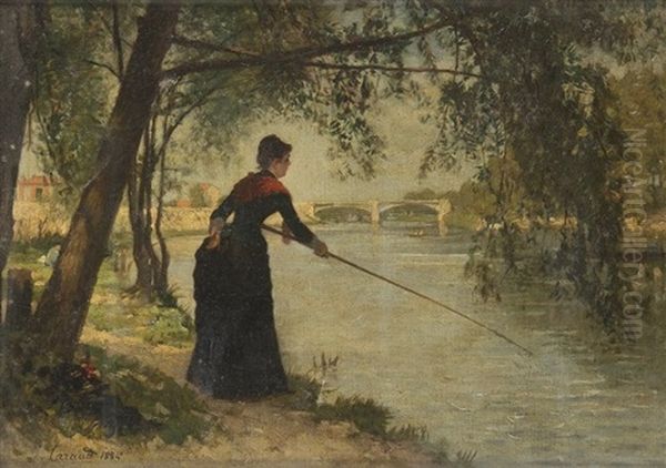 Femme Pechant En Bord De Seine - view 1