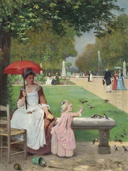 Feeding The Birds At The Tuilleries, Paris - view 1