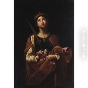 Saint Catherine With Her Wheel by Michaelangelo Merisi Da Caravaggio