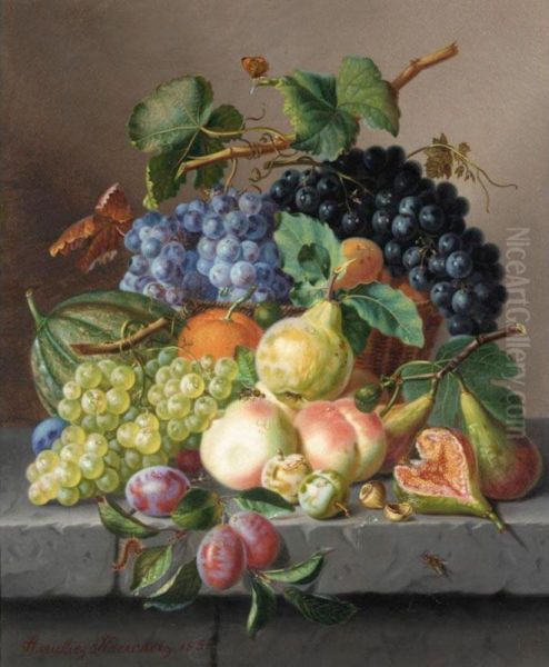 Grapes And Other Fruit On A Ledge - view 1