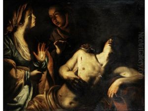 Saint Sebastian Tended By Saint Irene by Michaelangelo Merisi Da Caravaggio