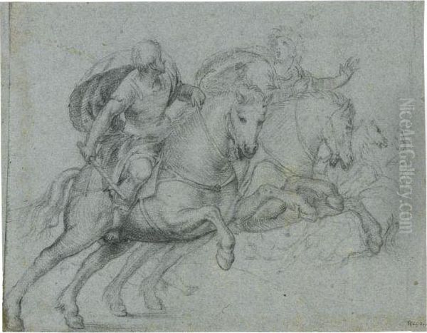 Two Classical Soldiers On Horseback - view 1