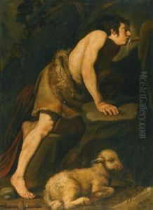 Saint John The Baptist Drinking From A Spring by Michaelangelo Merisi Da Caravaggio