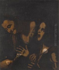 A Young Boy Bitten By A Mouse Helped By An Old Woman by Michaelangelo Merisi Da Caravaggio