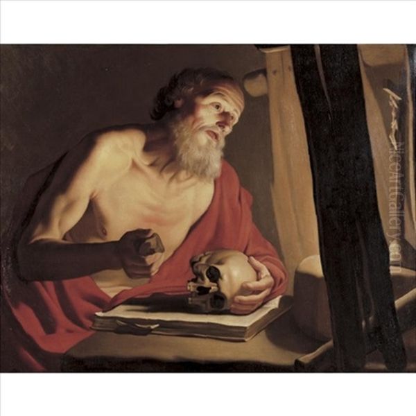 Saint Jerome With A Skull And Crucifix - view 1