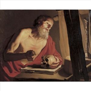 Saint Jerome With A Skull And Crucifix
