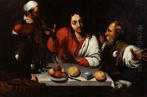 Le Repas Du Christ Avec Les Pelerins D'emmaus by Michaelangelo Merisi Da Caravaggio