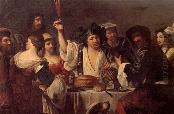 A Merry Company With A Figure Dressed As Bacchus - view 1