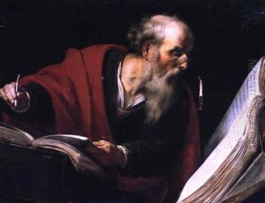 Saint Jerome ,crivant La Vulgate by Michaelangelo Merisi Da Caravaggio