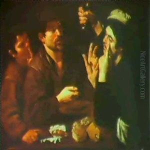 Three Figures At A Table by Michaelangelo Merisi Da Caravaggio