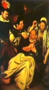 An Old Man Being Mocked by Michaelangelo Merisi Da Caravaggio