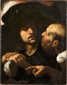 Soldat Conversant Avec Un Vieil Homme by Polidoro Da Caravaggio (Caldara)