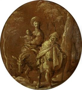 Heilige Familie Auf Der Flucht Nach Agypten by Polidoro Da Caravaggio (Caldara)