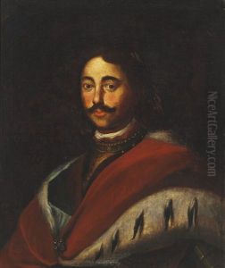 Portrait Of Tsar Peter The Great Of Russia Wearing Armor And Ermine Cloak (1672-1682-1725)