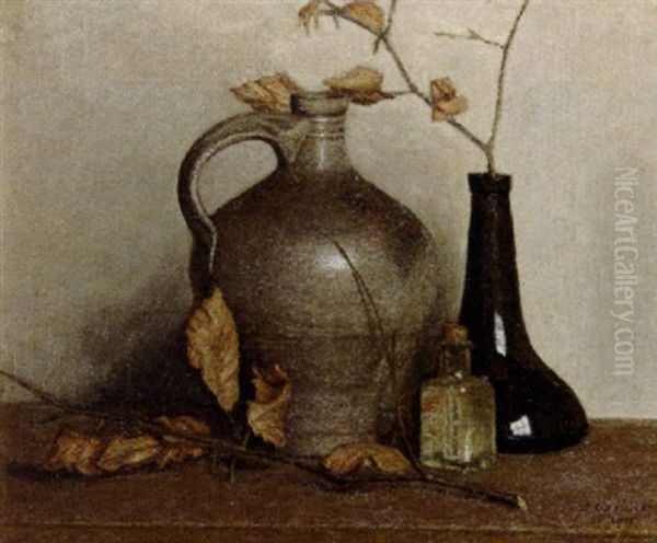 A Still Life With A Jug And Two Bottles - view 1