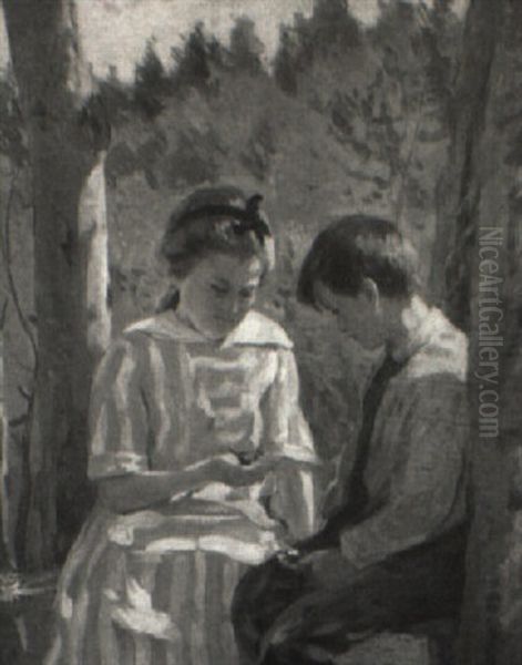 Girl With Bird And Boy - view 1