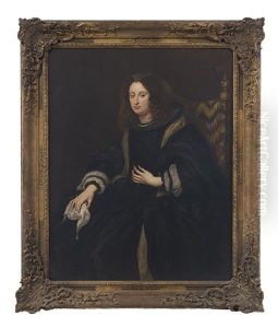 Portrait Of A Gentle Lady In Mourning, Seated In A Bargello Chair by Giovan Bernardo Carbone