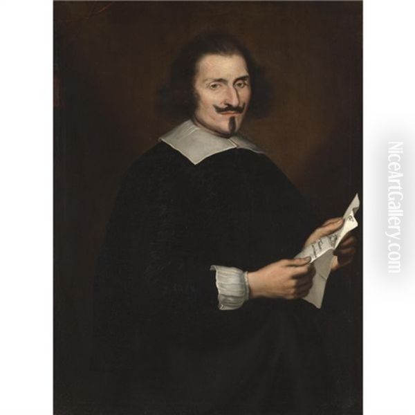 Portrait Of A Gentleman Wearing Black And Holding A Letter (traiano Buoninsegni?) - view 1
