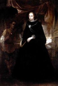 Portrait Of A Lady Holding A Fan, With Her Moorish Attendant Holding A Parasol
