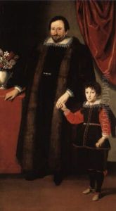 A  Double Portrait Of A Gentleman With His Son By A Table by Giovanni Bernardo Carboni