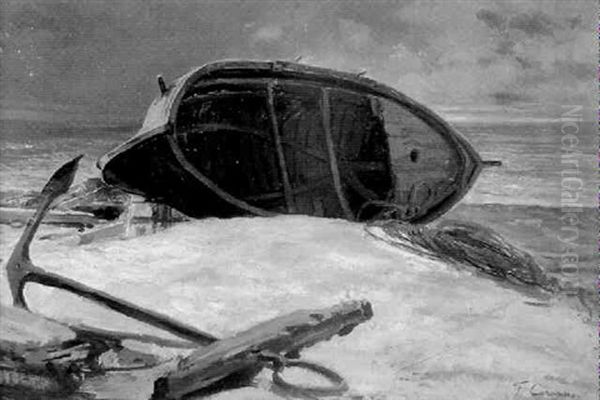 Umgesturztes Ruderboot An Einer Kuste - view 1