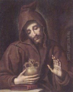 Saint Francis Of Assisi Contemplating A Skull by Lodovico Cardi Cigoli