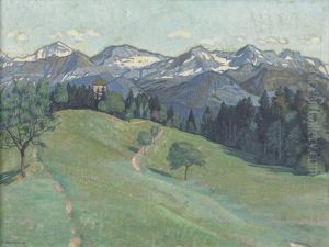 Fruhlingslandschaft Mit Strattligturm Bei Spiez