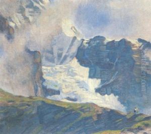 Der Eigergletscher Von Der Kleinen Scheidegg Aus by Emil Cardinaux