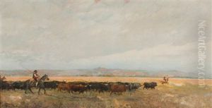 Herdsmen And Bulls by Alves Cardoso