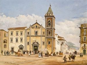 Palermo, Figure Nell'antica Piazza by Achille Carelli