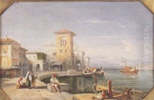 Scena Di Vita Costiera by Achille Carelli