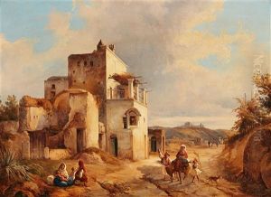 Southern Landscape With Travellers by Consalvo Carelli