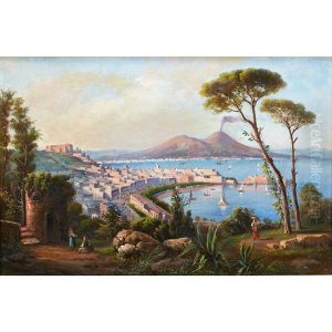 View Of Napoli With Mount Vesuvius; Piscatori Off The Coast (pair)
