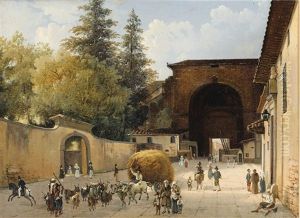Une Des Entrees Des Jardins Boboli A Florence, La Porte Romaine by Consalvo Carelli