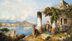 Posillipo With Figures Riding A Donkey