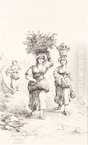 Contadine Sul Sentiero Nei Pressi Di Tivoli by Consalvo Carelli