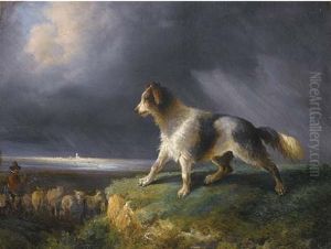Cane Pastore Con Gregge by Consalvo Carelli