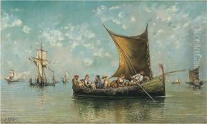 Barche Di Pescatori Nel Golfo Di Napoli